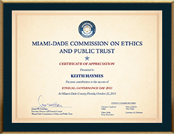 CERTIFICATE OF APPRECIATION ETHICAL GOVERNANCE DAY 2013