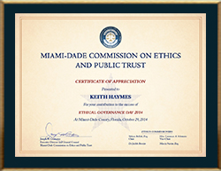 CERTIFICATE OF APPRECIATION ETHICAL GOVERNANCE DAY 2014